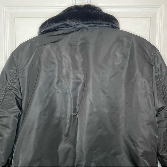 ALPHA Industries Black Bomber Jacket Fur Collar Small - Picture 4 of 7